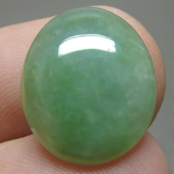 8.8 ct Genuine Jadeite Jade (Natural-Type A) Green-White Cabochon
